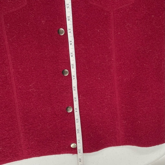 Paraphrase 100% Boiled Wool Burgundy Snap Knit Collar Snap Sleeve Jacket Shacket - Picture 9 of 11